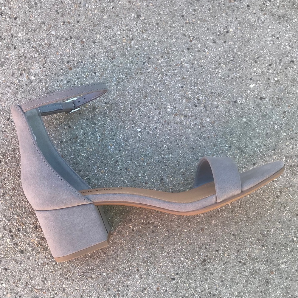 Cityclassified Taupe Block Heel Ankle Strap Sandals